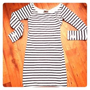 MONROW Navy/White Striped Cotton Dress (S)
